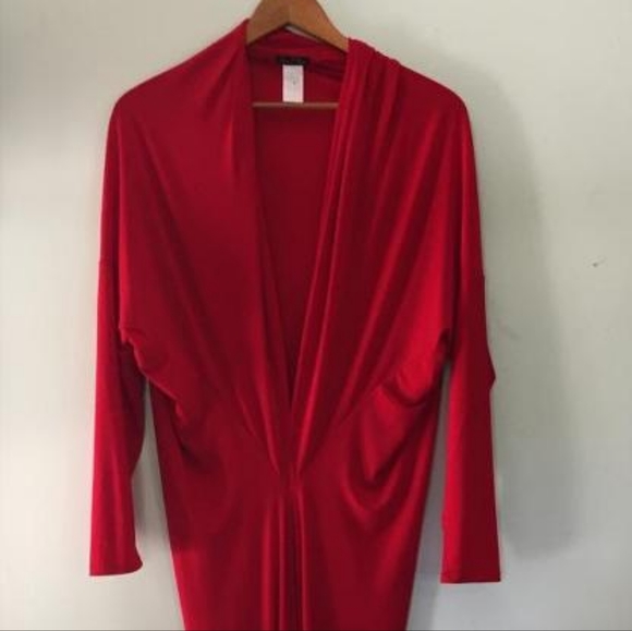 Cherry red long flowing cocktail dress x-large - Picture 3 of 10